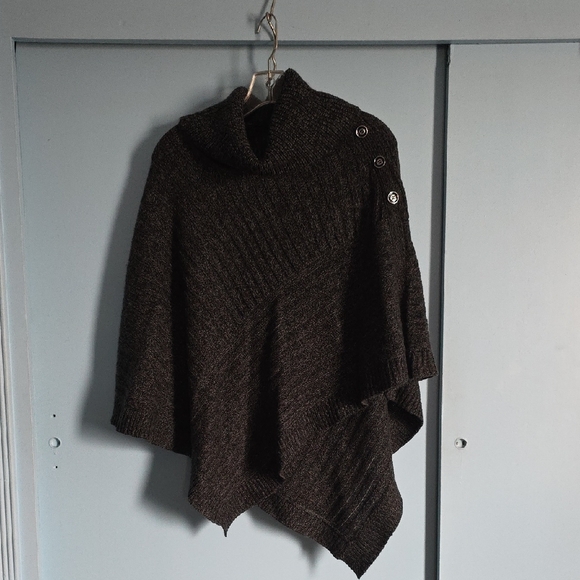 Karen Scott Charcoal Sweater Poncho - Picture 1 of 5